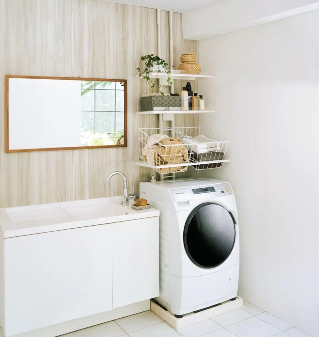 【新品未使用】ディノス 新1本脚 モダン ランドリーラック 棚2段 ホワイト