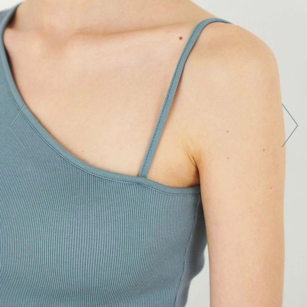 DESPRES スモールライトリブワンショルダータンクトップ　フリーサイズ