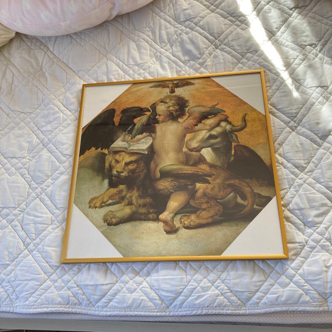 天使と獅子の絵画 絵　ポスター