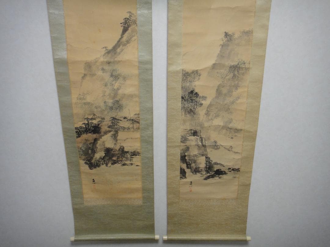 深田直城　掛け軸　雙幅