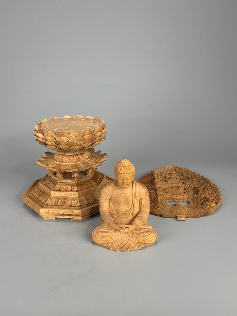 仏教美術　木彫　相国大龍　有馬頼底　白檀　細密木彫　証明書付　仏像　美品　共箱付