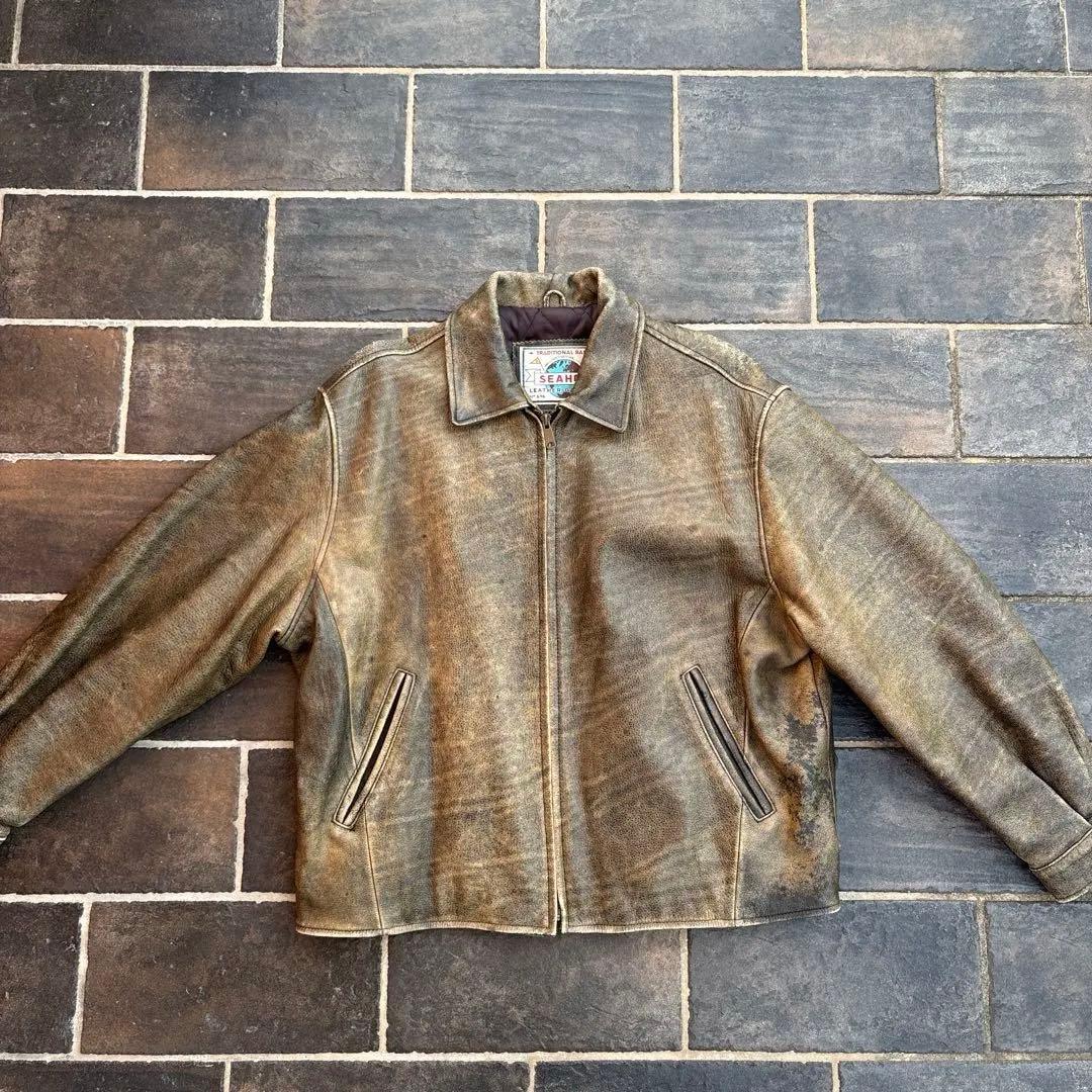 雰囲気抜群 短丈 90s レザージャケット 古着 vintage 本革 A2