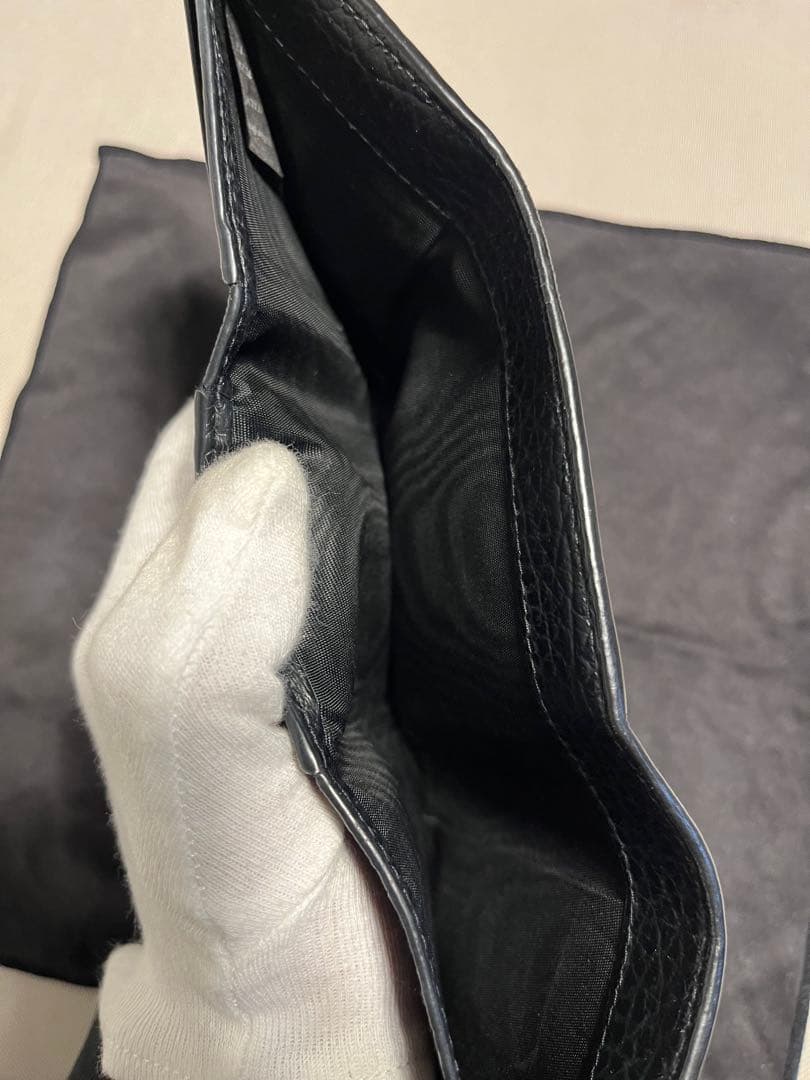 【極美品 正規品】メゾンマルジェラ 4ステッチ 三つ折り ウォレット レザー 黒