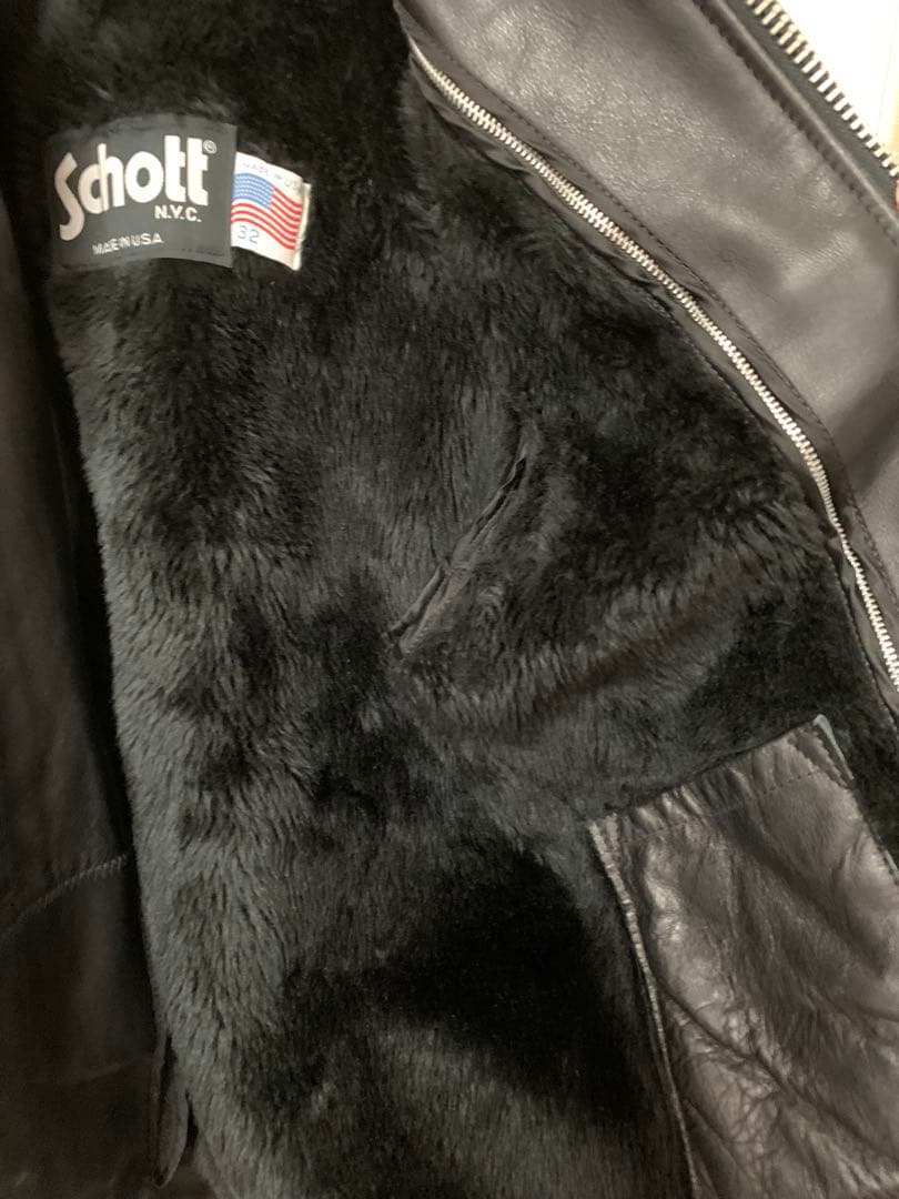 [値下げ]Schott シングルライダース ブラック レザー サイズ32