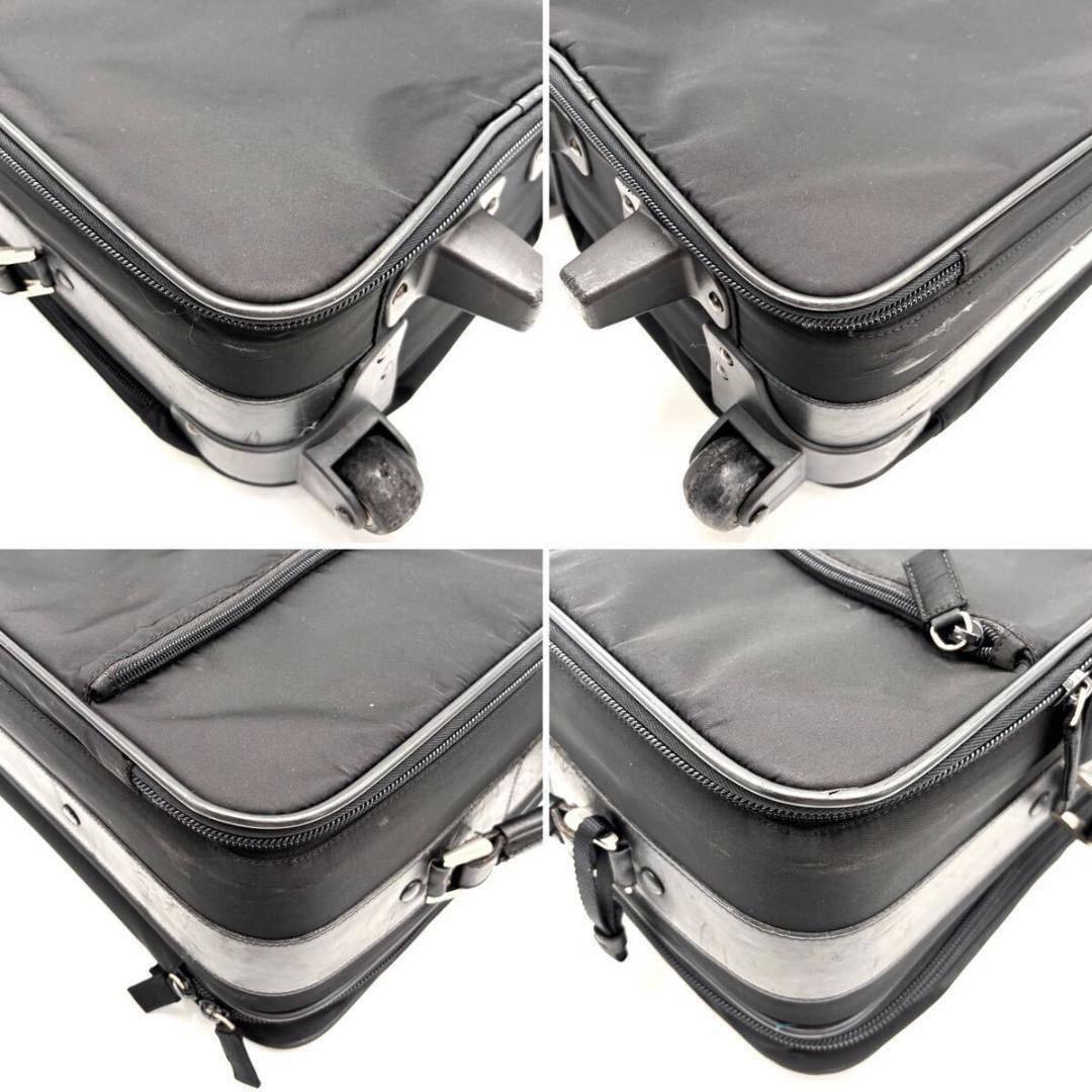 【美品】プラダ キャリーケース スーツケース ナイロン レザー 三角ロゴ 黒