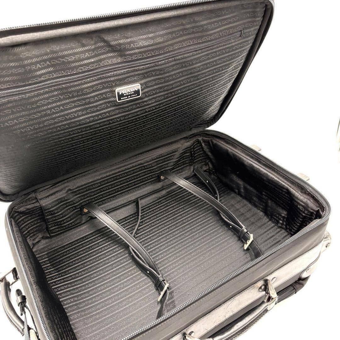 【美品】プラダ キャリーケース スーツケース ナイロン レザー 三角ロゴ 黒