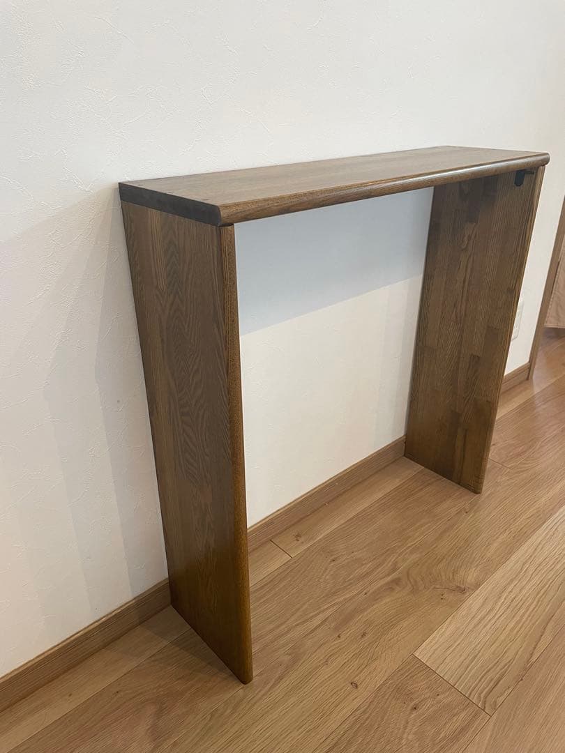 オープンシェルフ　オーク　無垢材　ダークウォールナット　コの字型