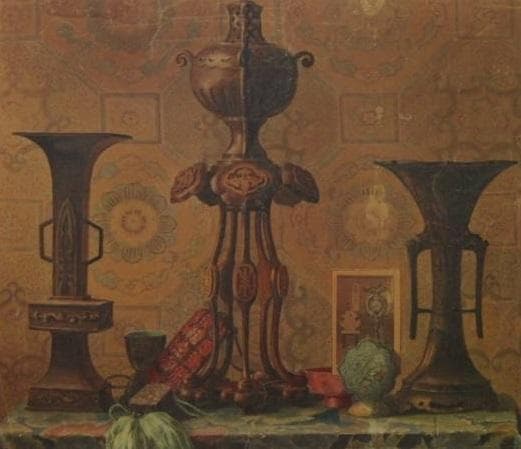 ラグ―ザ・玉、【古器物写生画】、希少な額装用画集より