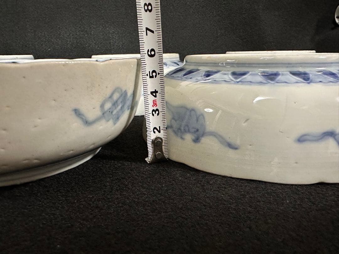 古伊万里 金彩色絵 花草雲鶴文鉢 五客セット　古美術品 骨董