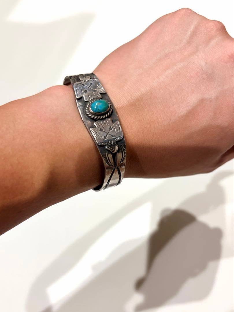 インディアンジュエリー ナバホ バングル ターコイズネックレス付き