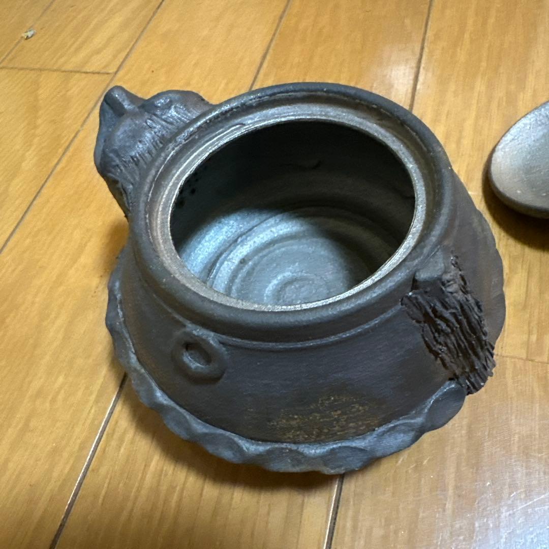 備前焼 獅子の顔 茶道具 木箱付き