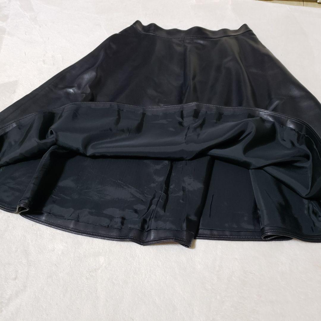 FOXEY NEW YORK ブラック フレアスカート　レザースカート　Aライン