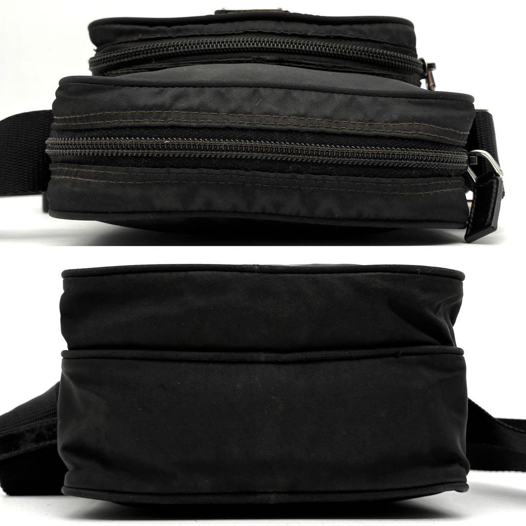 正規品 プラダ ショルダーバッグ 三角ロゴ 白タグ 斜め掛け ユニセックス 黒