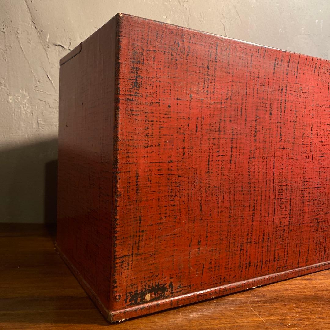 昭和レトロ 漆塗り針箱 小引き出し 裁縫箱 五杯 絣 漆芸 骨董品 古道具