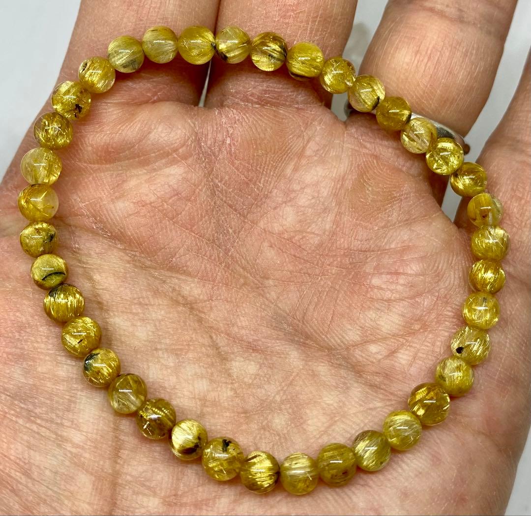 N*t様 艶、照り、ギッシリ♪高品質5Aグレード✨ゴールドルチルクォーツのブレス