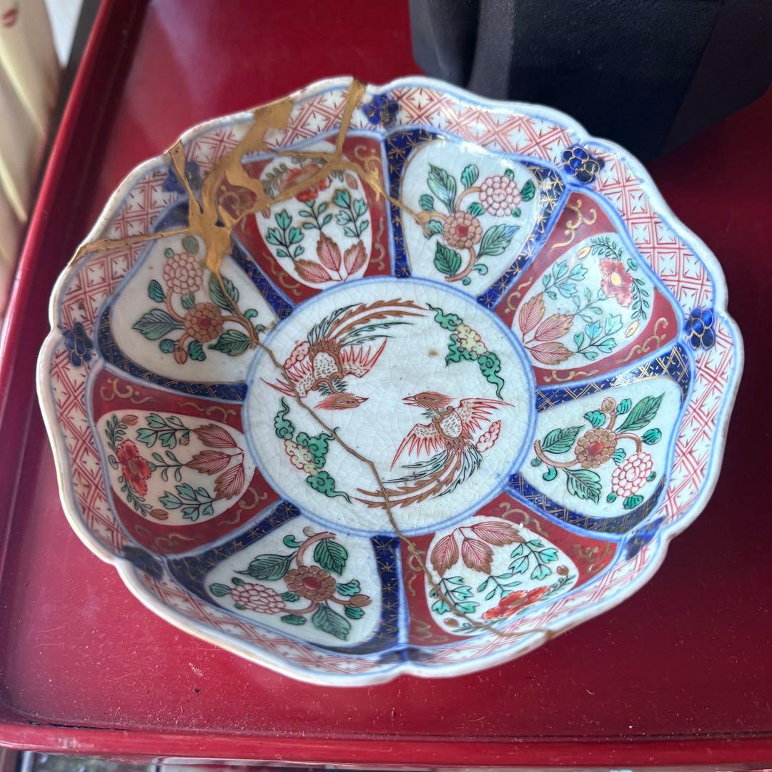2189様感謝‼️節目に明治上手柿右衛門手『桐花鳳凰文様』切支丹皿松梅桐菊5客