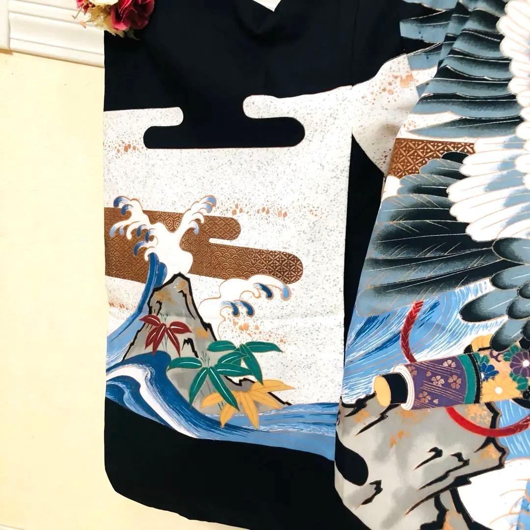 美品‼️七五三 五歳‼️鷹 巻物金彩❤️黒地系圧巻豪華完全フルセット‼️家から揃える無‼️