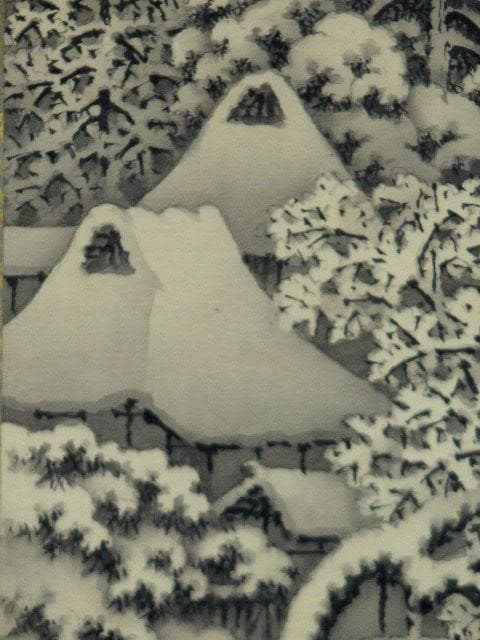 ♥掛軸　雪景図　田口 楚水　掛け軸　共箱付き　骨董品