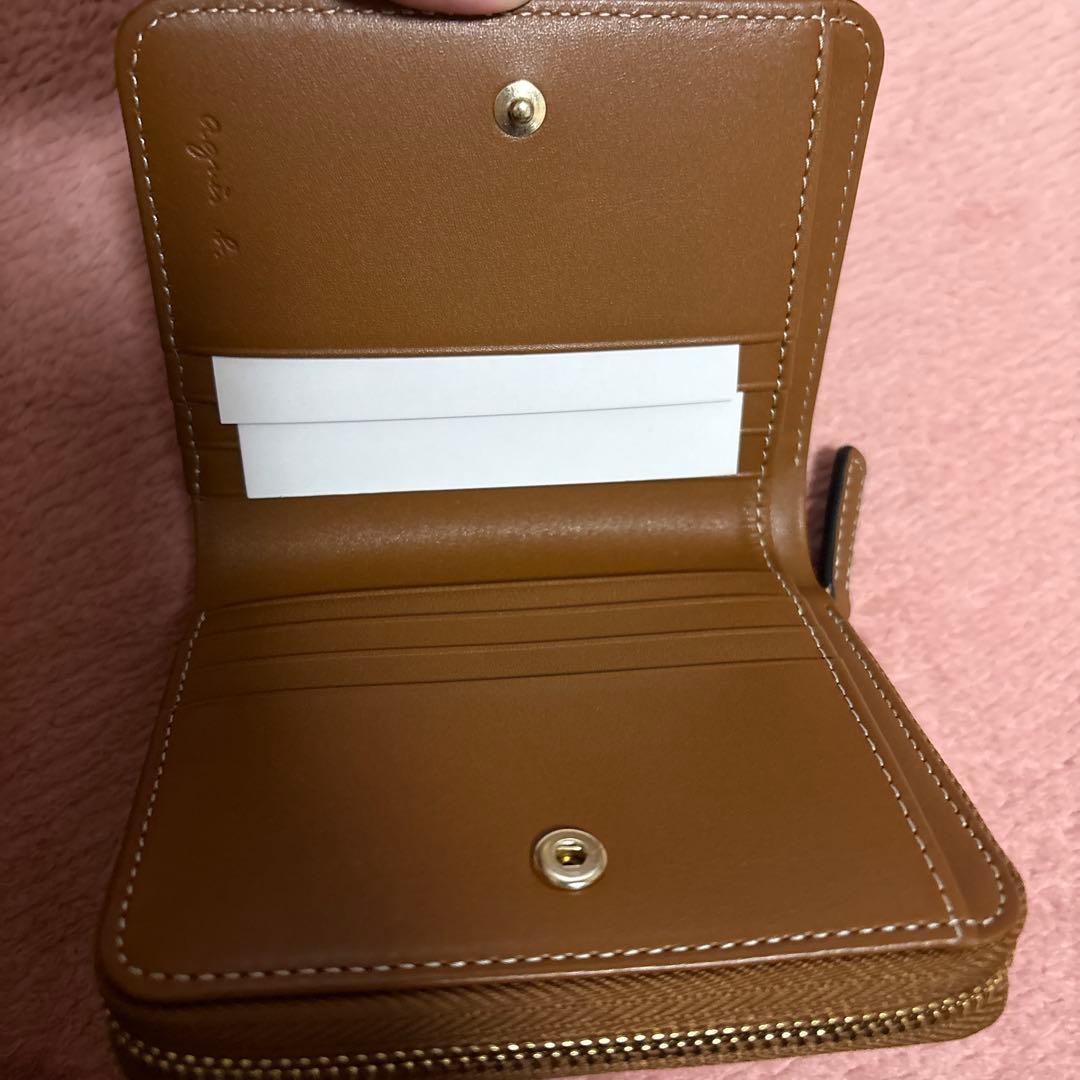 アニエスベー　レザー 二つ折りウォレット　ブラウン　未使用品