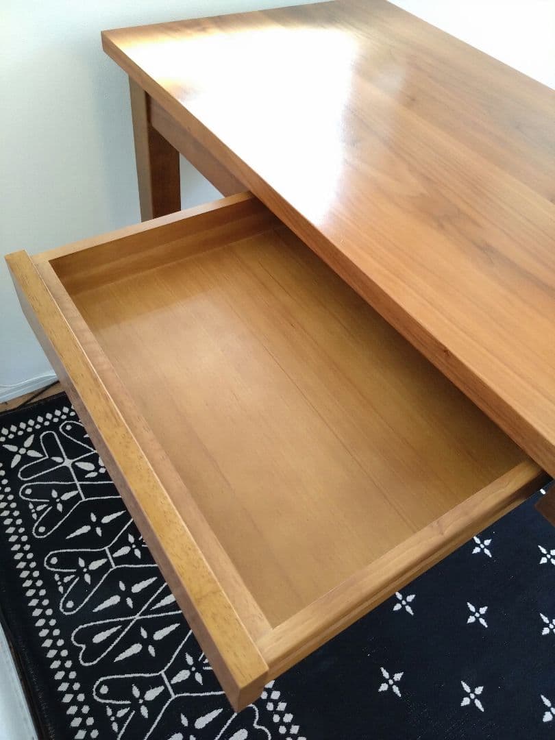 木製長方形デスク　学習机　勉強机　天然木　ウォルナット　茶色　ブラウン　おしゃれ