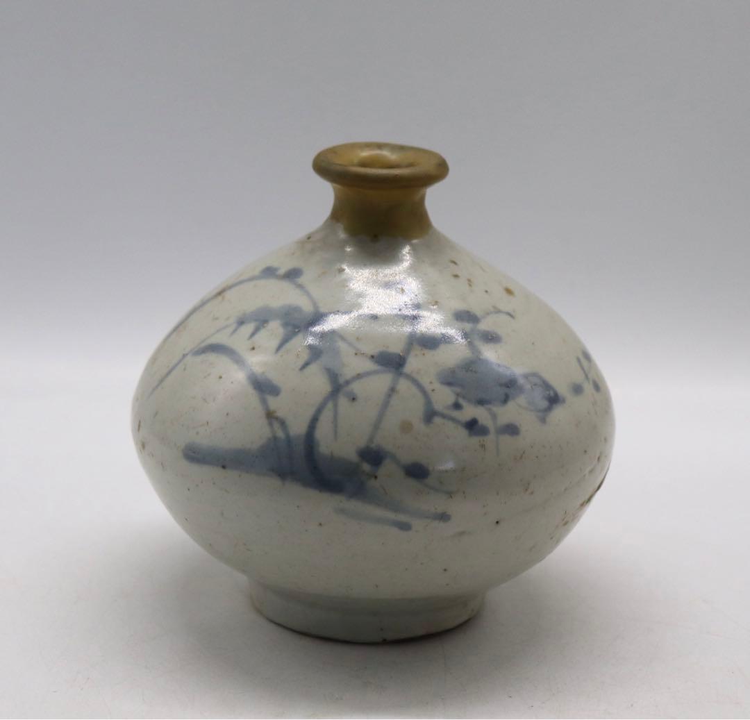 李朝　染付　油壺　アンティーク　送料込み1121