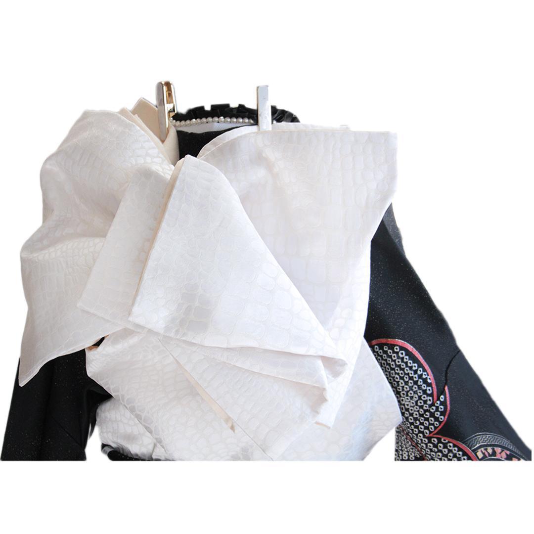 黒絞り入り振袖7点セット■ほぼフルセット身丈168.5cm/成人式帯新品bs19