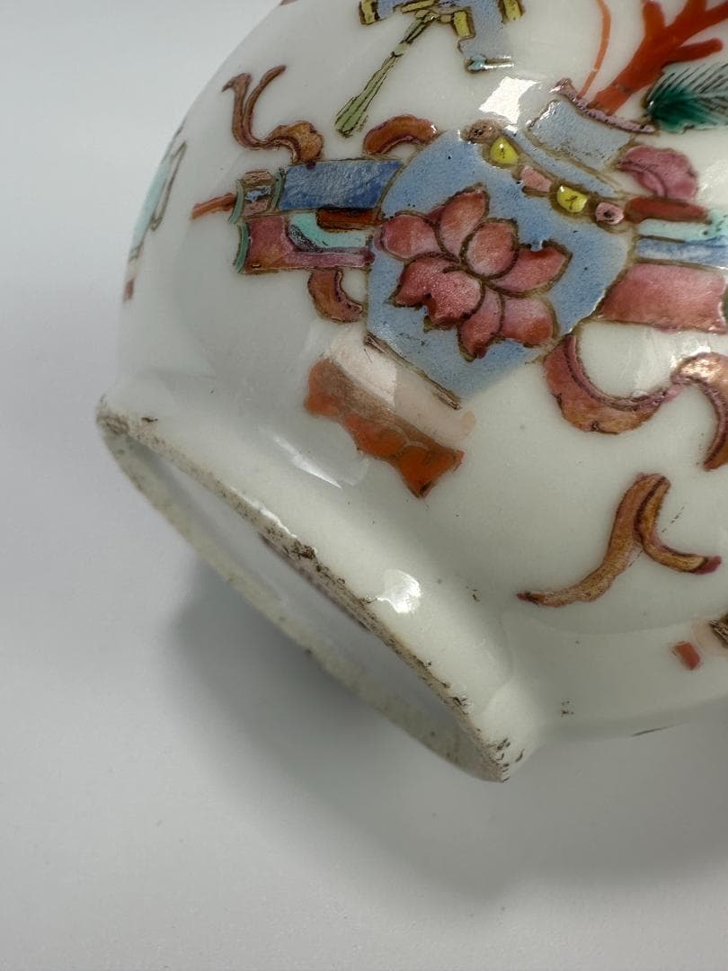 中国清代　粉彩雑宝文　水洗　水盂　文房具　唐物　時代　古玩
