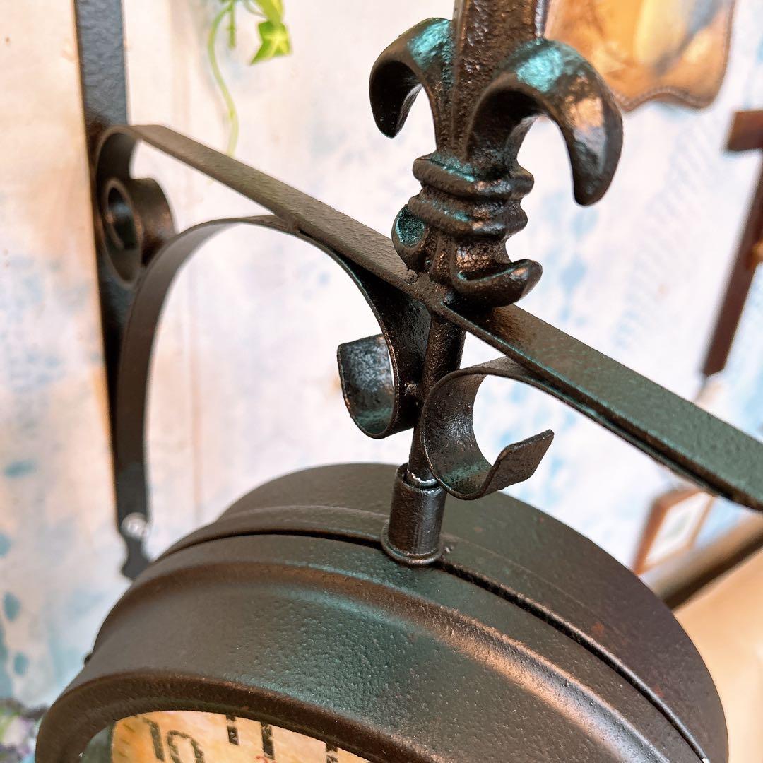 おしゃれな壁掛け時計 №.3 両面時計ウォールクロック アンティーク時計