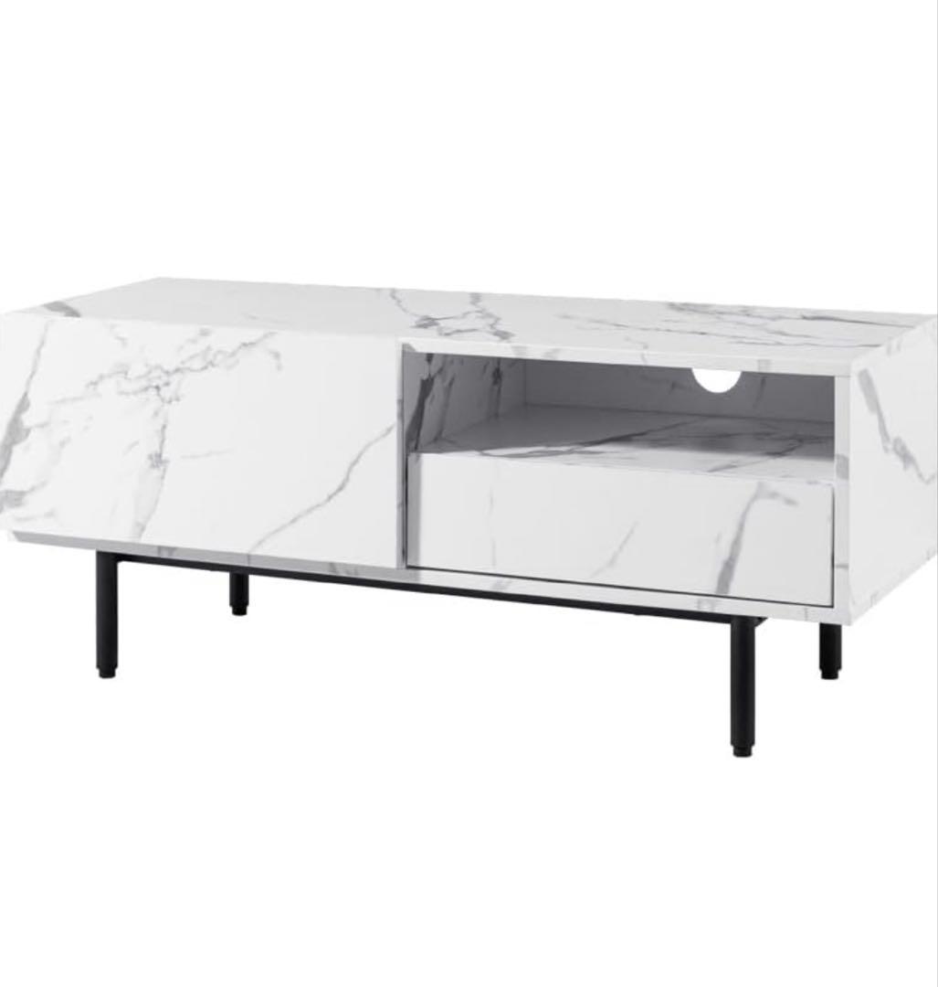 大理石柄 テレビ台 ローボード 100cm テレビボード ホワイト 白 マーブル