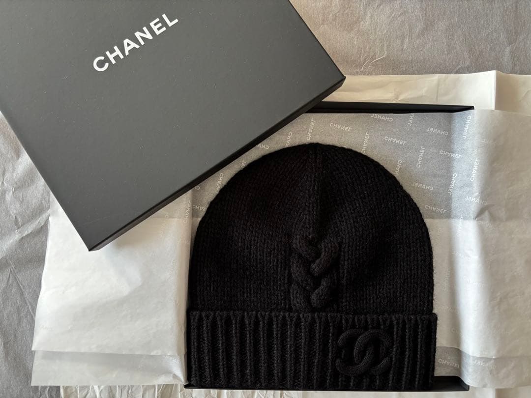 CHANEL カシミヤニット帽 2025新作 ブラック