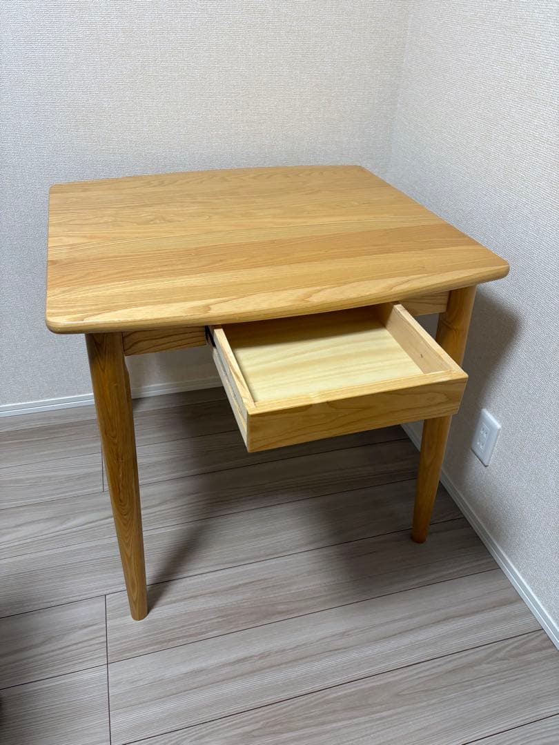 コスパクリエーション ナチュラルウッド ダイニングテーブル 引き出し付き 二人用