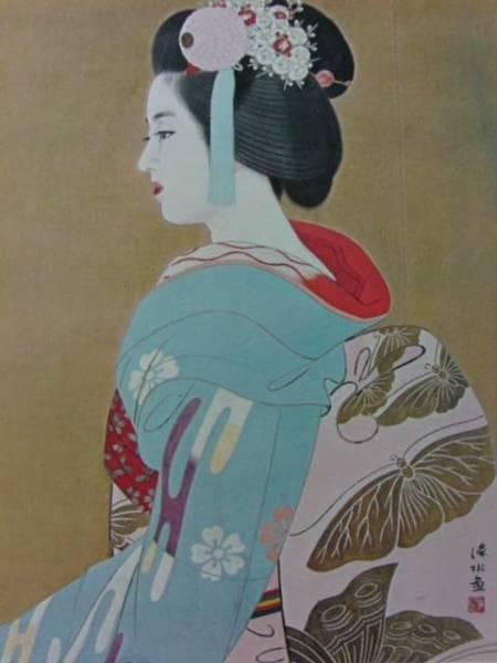 SHINSUI ITO（伊東深水）、舞妓、希少な額装用大判画集画、状態良好