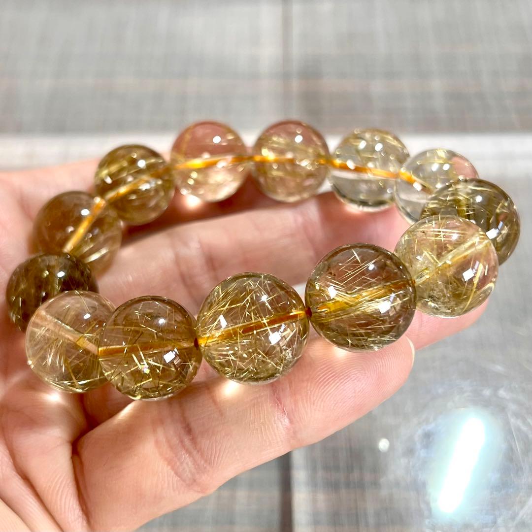 内径18.5cm 針多め　ゴールドルチルブレスレット　金運強 6-20