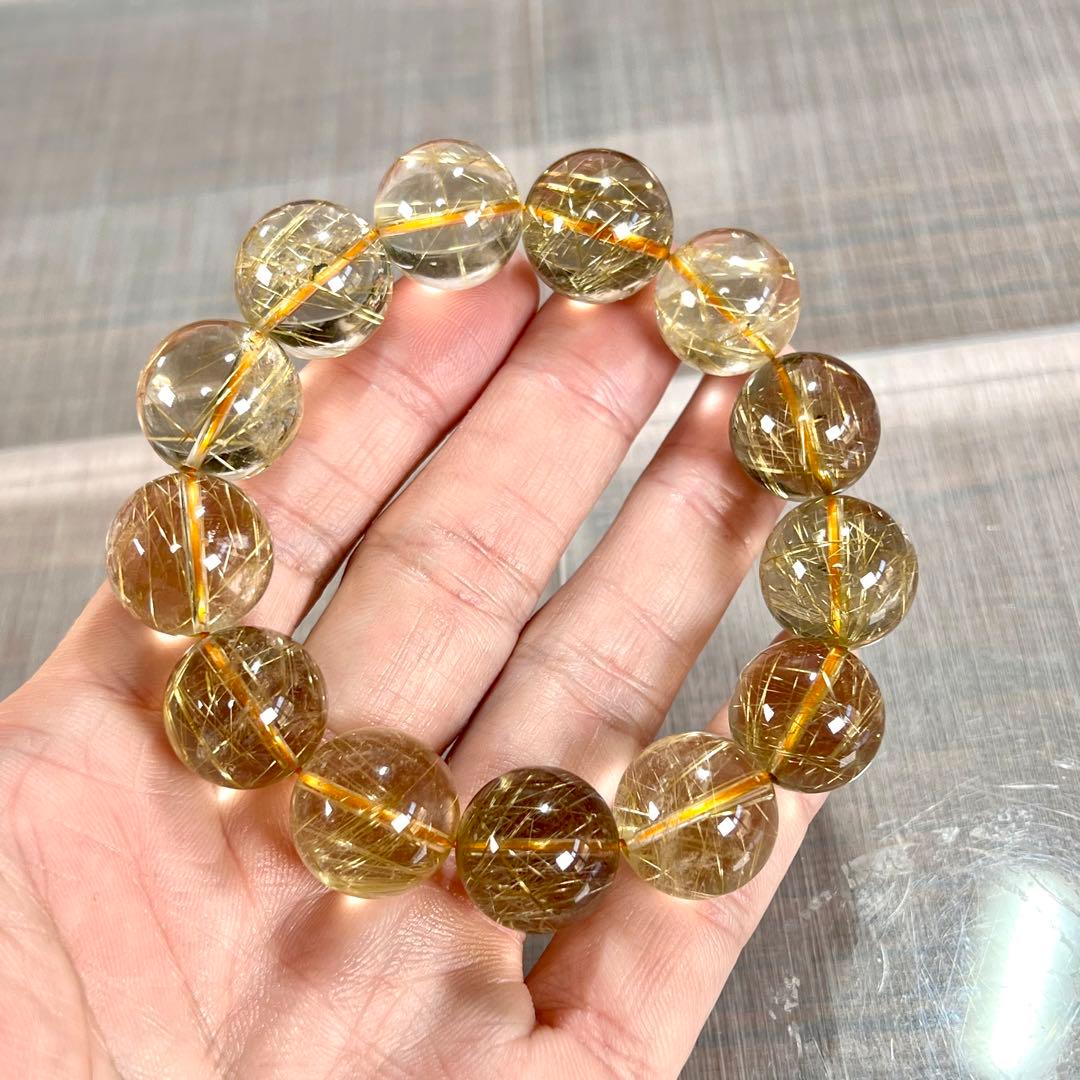 内径18.5cm 針多め　ゴールドルチルブレスレット　金運強 6-20