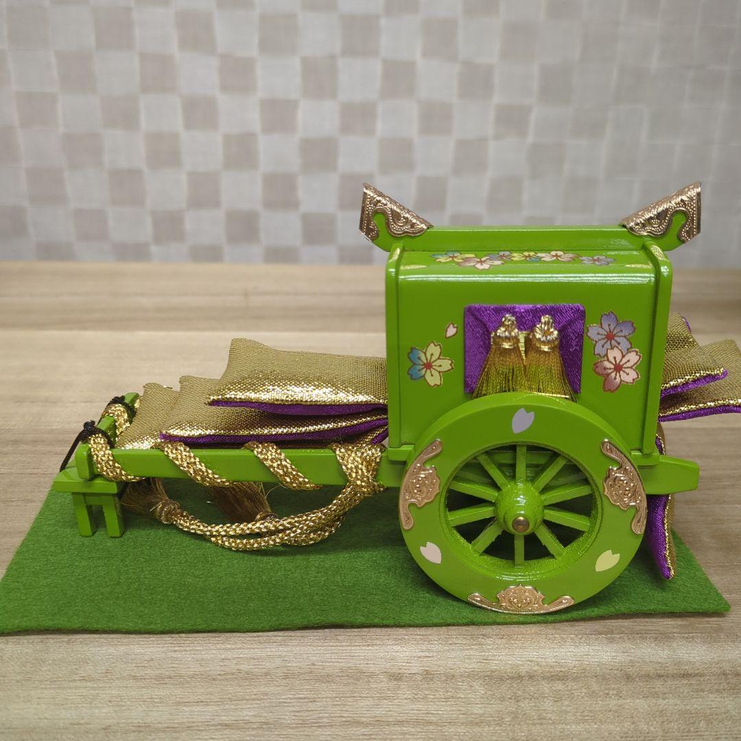 雛道具　25号　6点セット木製 抹茶色 幅60cm〜70cm前後3段用