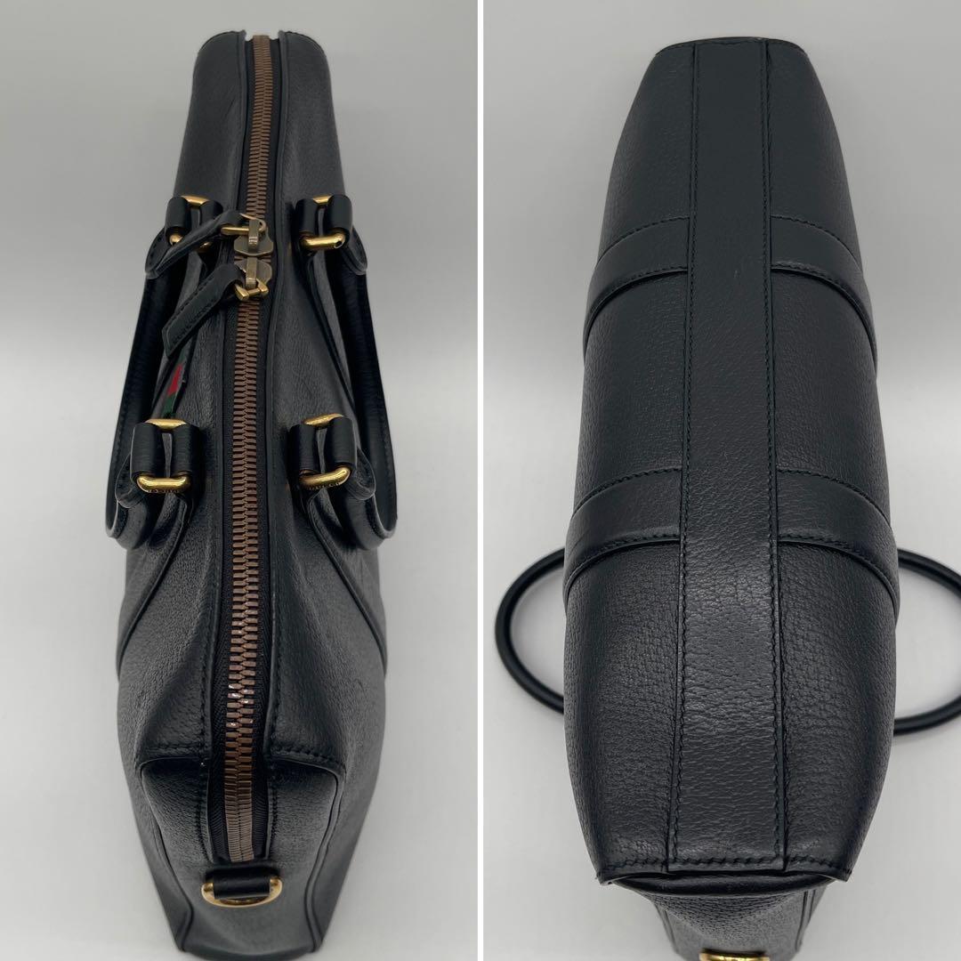 【GUCCI】ウェブ付ブリーフケース ビジネスバッグ 2WAY レザー ブラック