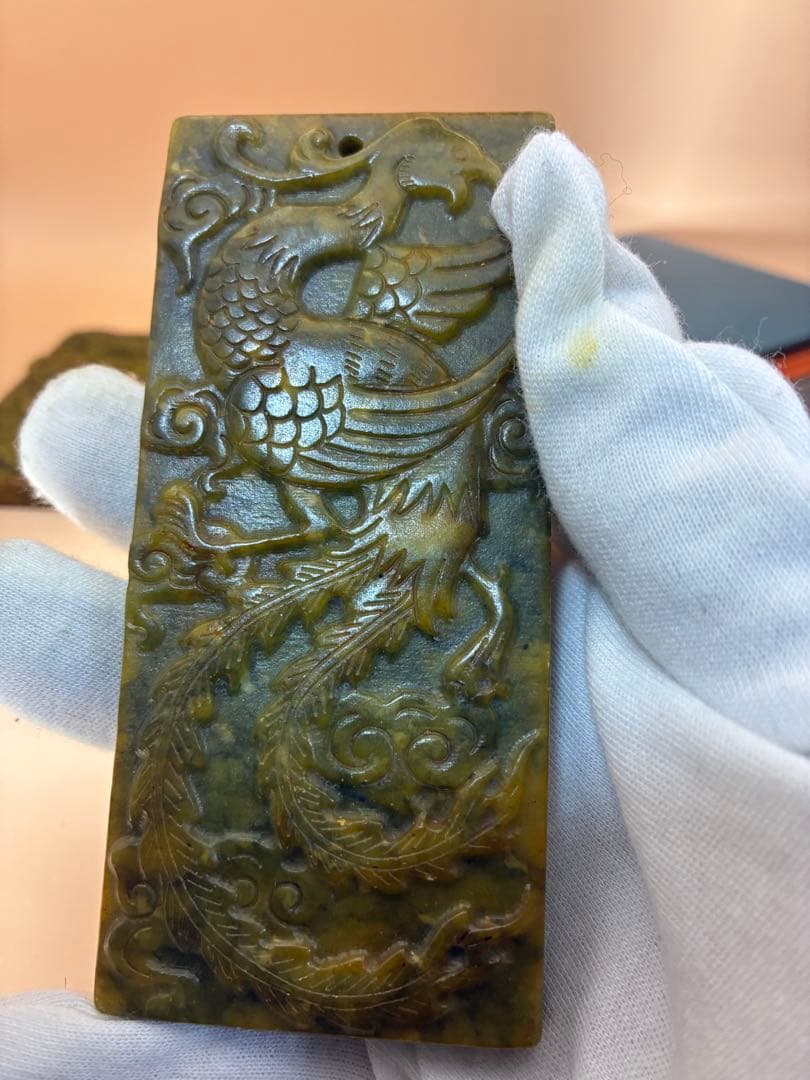 中国骨董 天然高古玉 天然玉石 龍鳳玉符文鎮高古玉 貴重 時代物文房具 希少レア