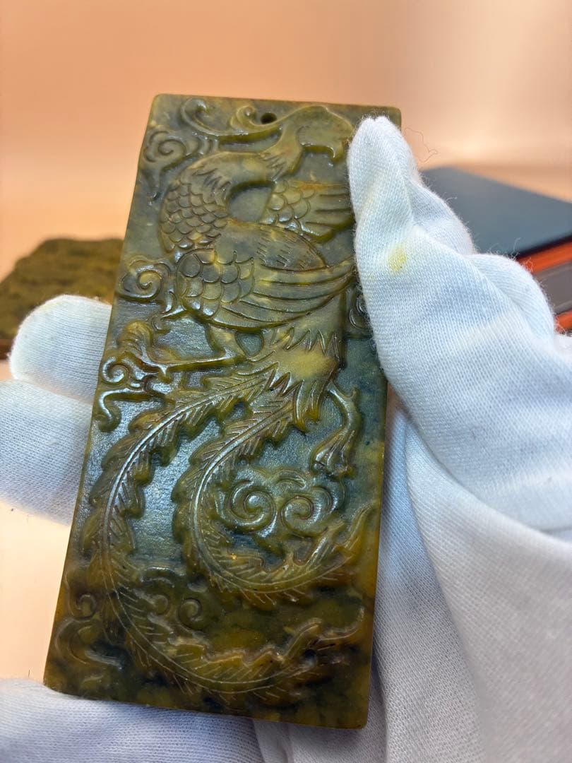 中国骨董 天然高古玉 天然玉石 龍鳳玉符文鎮高古玉 貴重 時代物文房具 希少レア