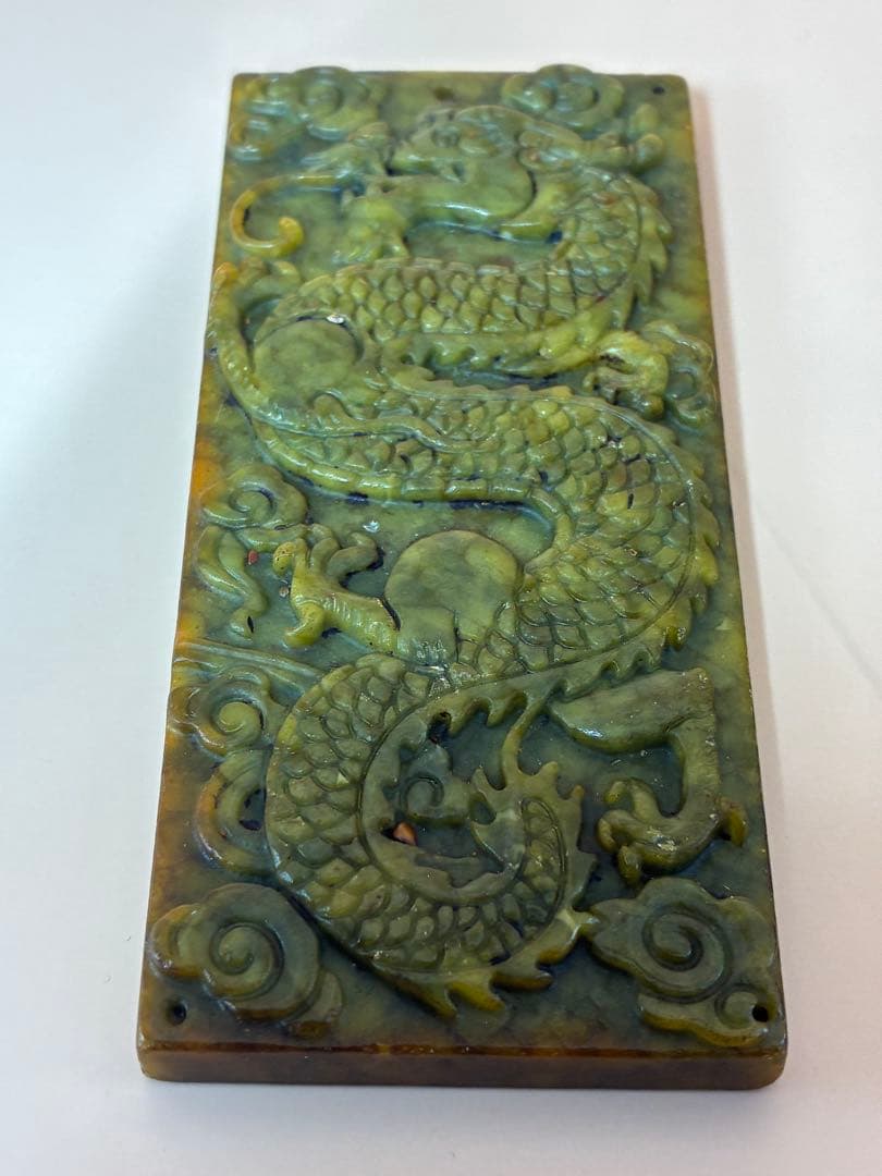 中国骨董 天然高古玉 天然玉石 龍鳳玉符文鎮高古玉 貴重 時代物文房具 希少レア