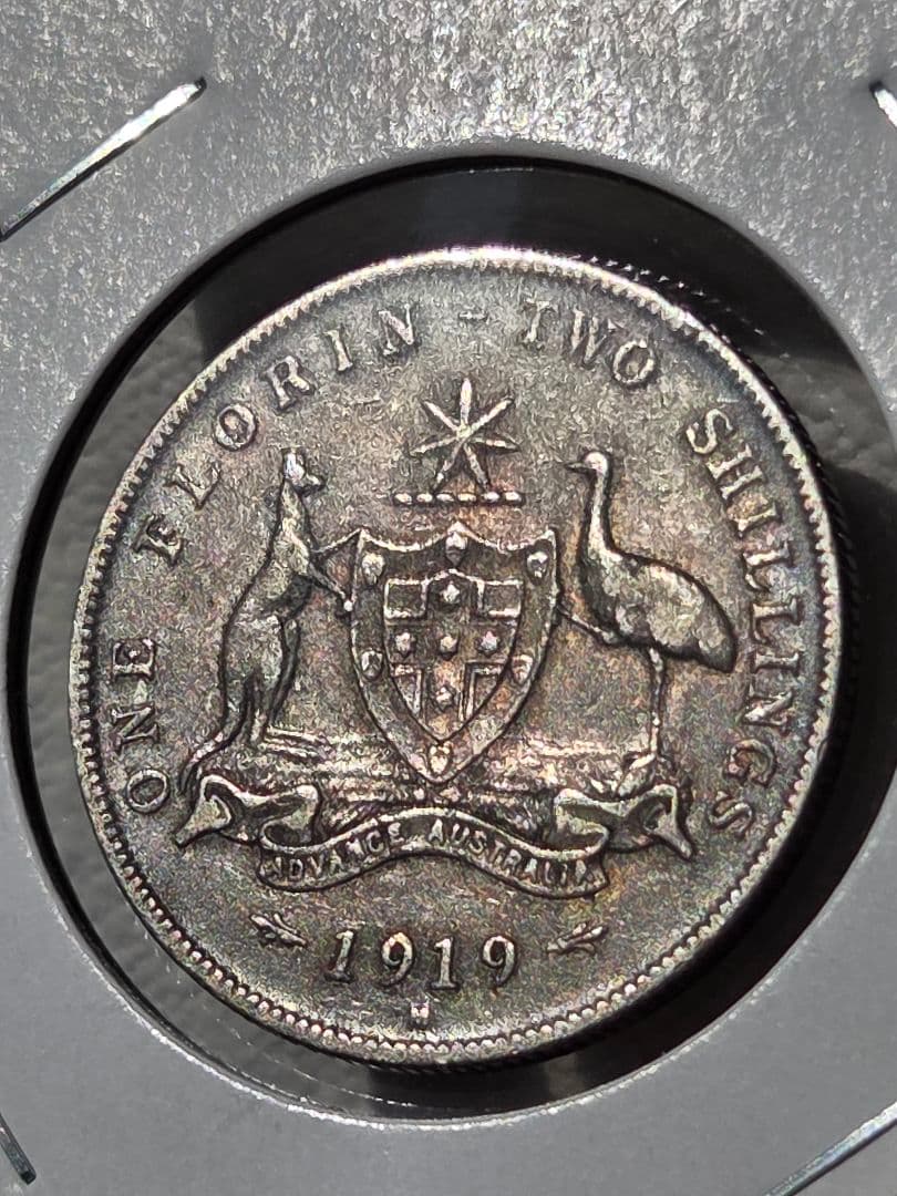 (稀少年号)オーストラリア連邦　ジョージ５世　1フローリン銀貨　1919 M