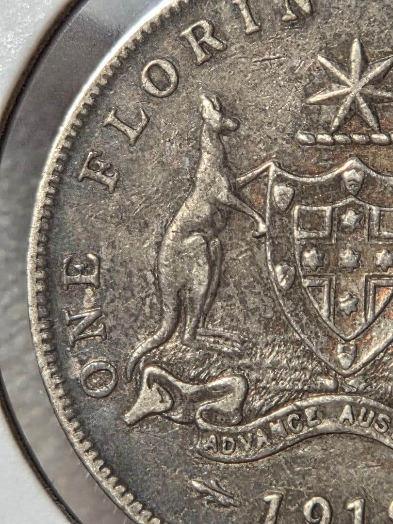 (稀少年号)オーストラリア連邦　ジョージ５世　1フローリン銀貨　1919 M