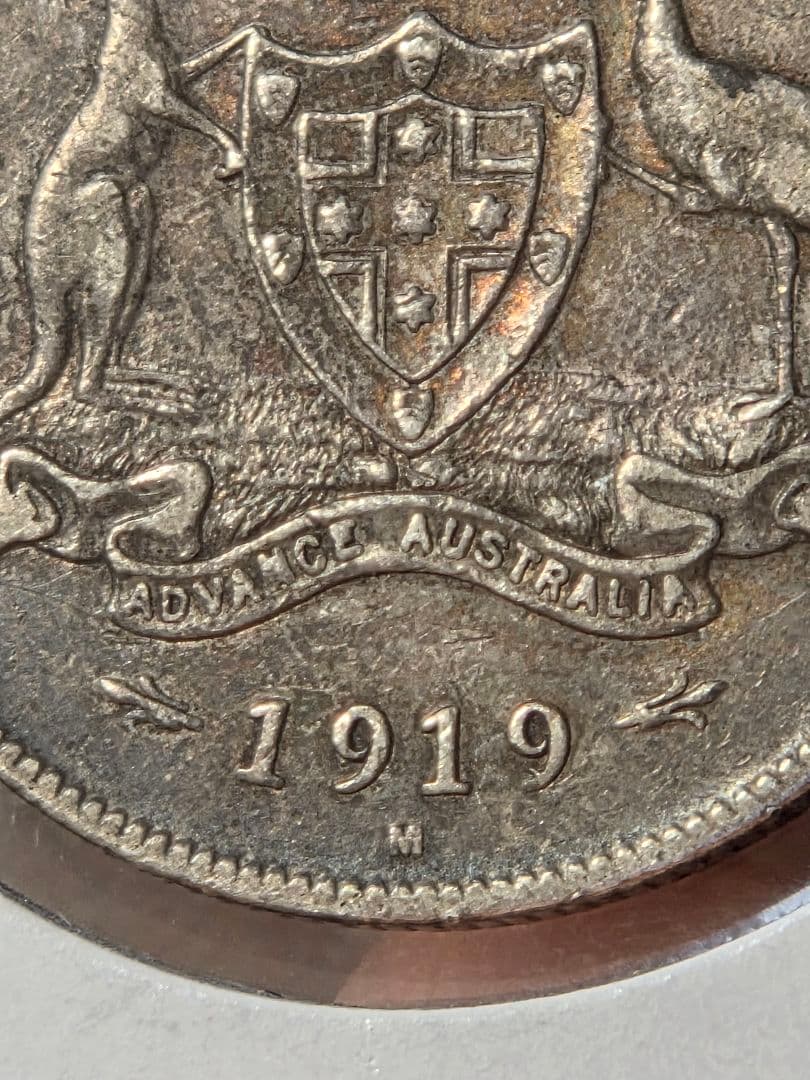 (稀少年号)オーストラリア連邦　ジョージ５世　1フローリン銀貨　1919 M