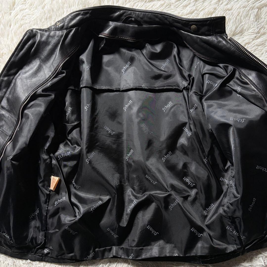 【米国製】schott ライダースジャケット 641 本革　ブラック 38