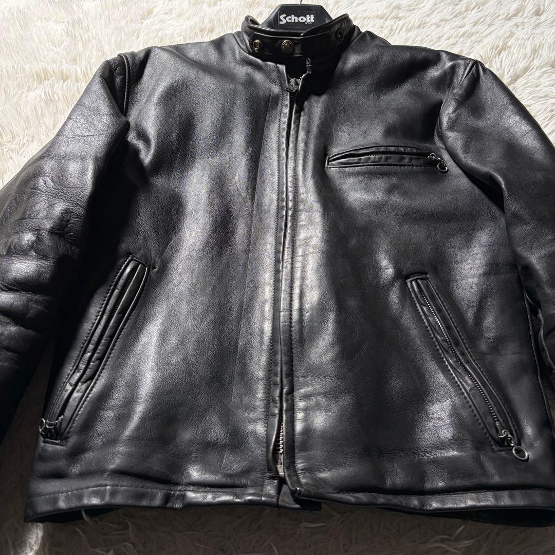 【米国製】schott ライダースジャケット 641 本革　ブラック 38