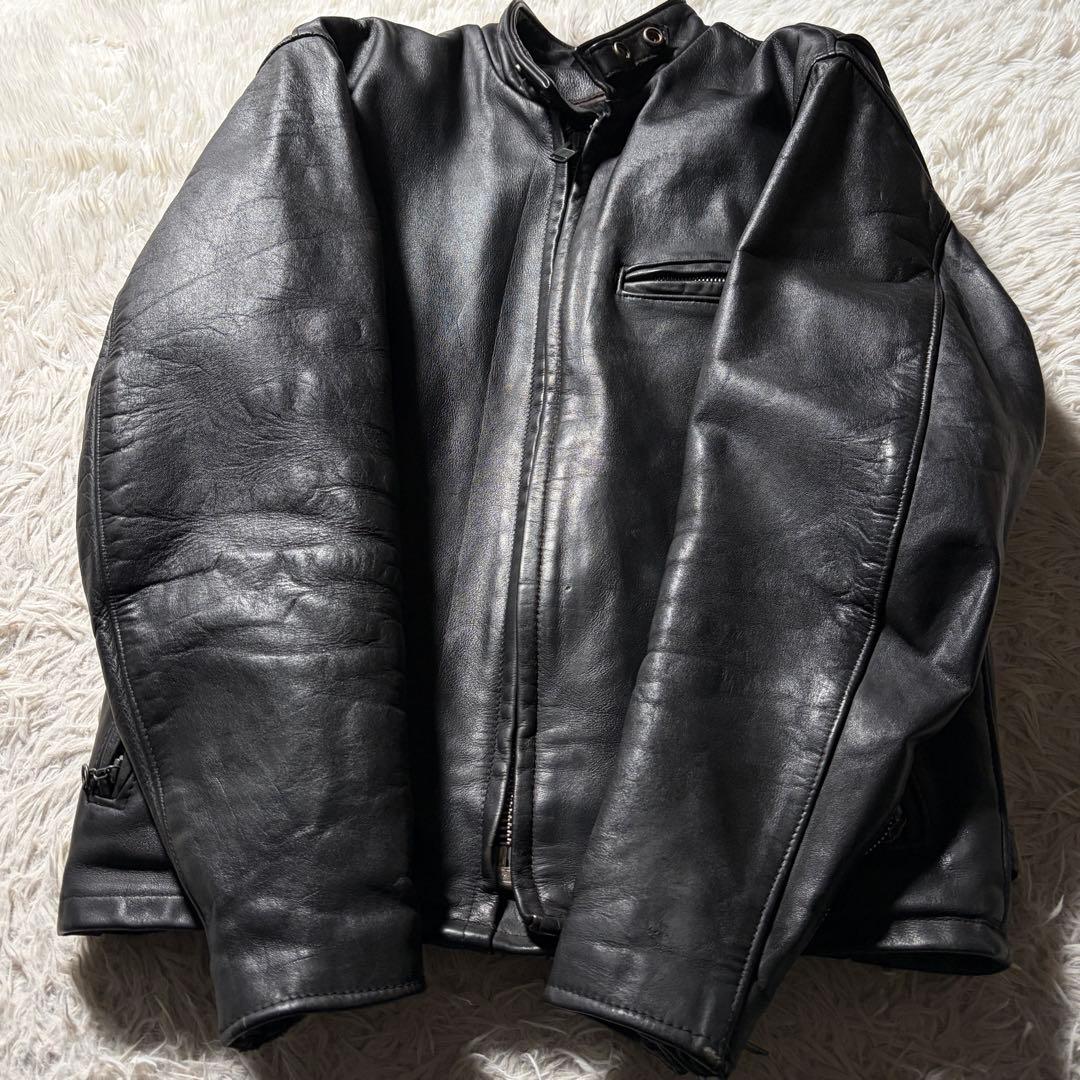 【米国製】schott ライダースジャケット 641 本革　ブラック 38