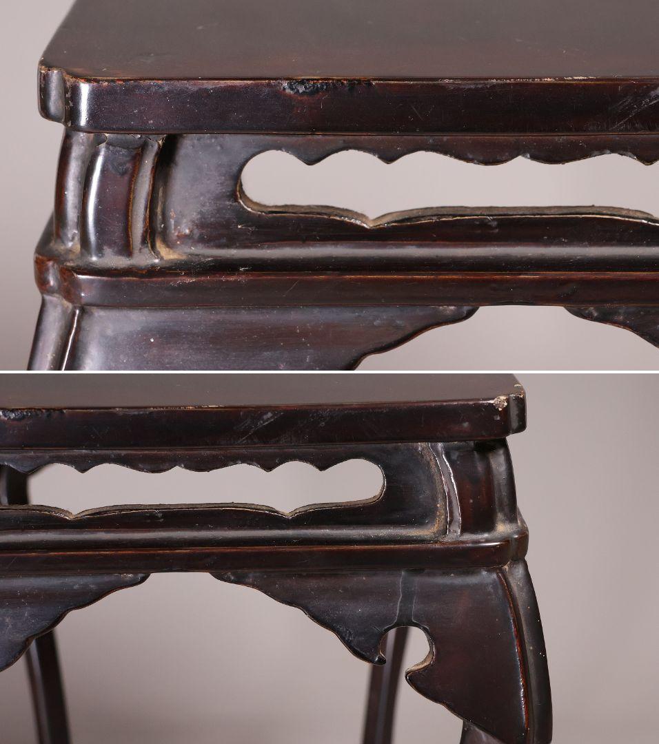 時代 木製 漆塗 春日卓 高34.8cm 高卓 花台 経机【MA823】