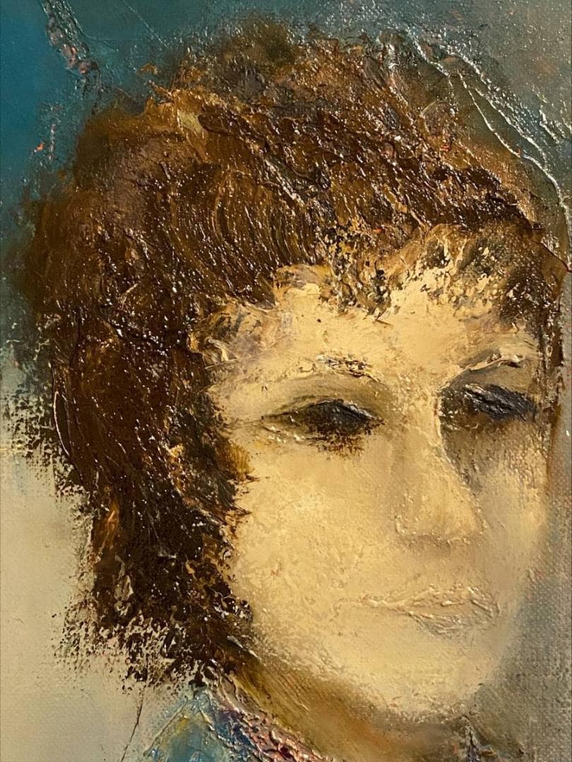 「真作」ルイス・ラマルク 【日傘の少女】 女性像 人物画　油彩画　額装　F12号