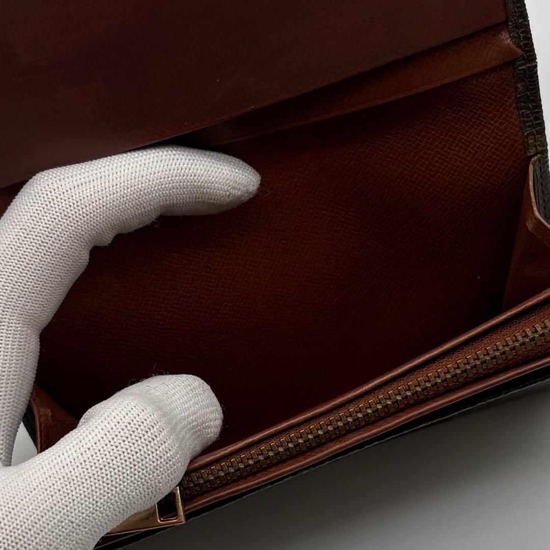 【極美品】LOUIS VUITTON レザー 二つ折り財布 モノグラム 焦茶
