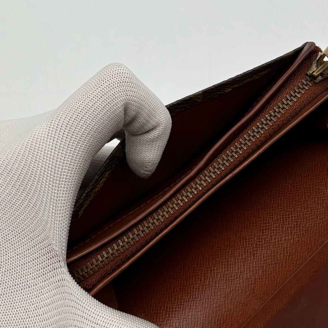 【極美品】LOUIS VUITTON レザー 二つ折り財布 モノグラム 焦茶