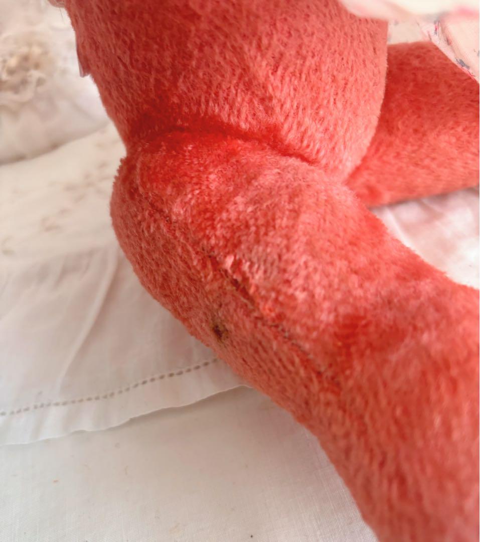 ピンク　フランス　ヴィンテージベア　アンティークベア　スカート無し